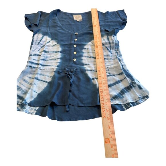 Chaser Blue Tie Dye Blouse Top Tie Waist XS - Picture 7 of 10